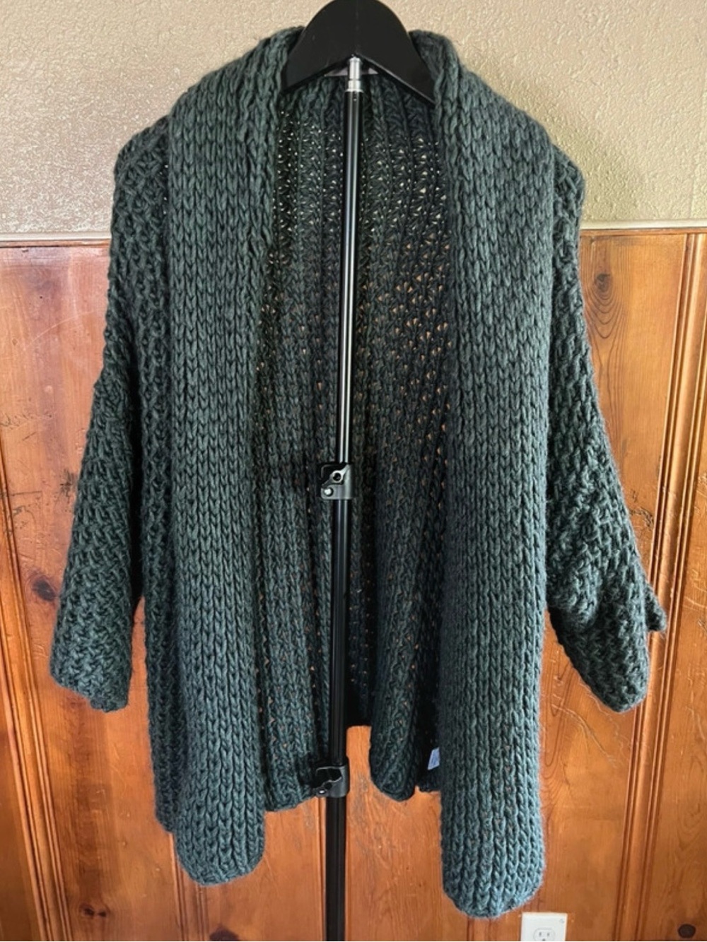 Elsamanda Made In Italy Chunky Knit Shawl Collar Cardigan Green Size M
